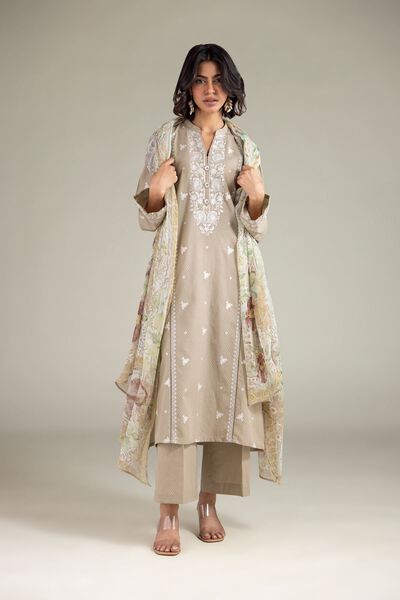 Embroidered | Cotton Dobby | Tailored 3-piece Set | USD 65.00