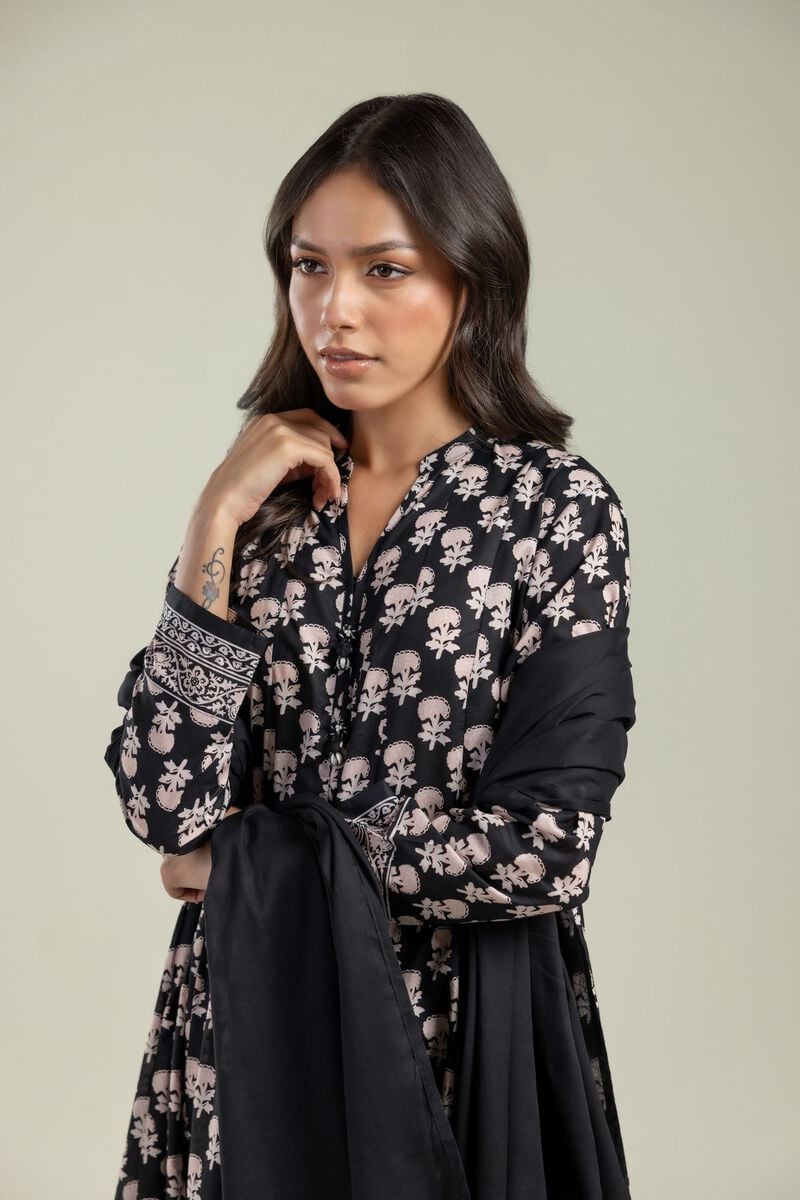Printed | Lawn | Black Solid Dupatta  | USD 30.00