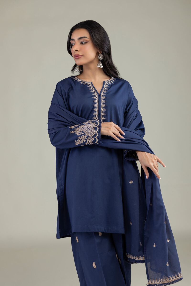 Embroidered | Lawn | Navy Lawn Dupatta | USD 35.00