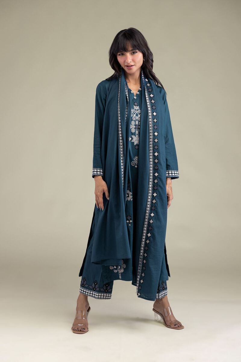 Embroidered | Lawn | Teal Lawn Dupatta | USD 30.00