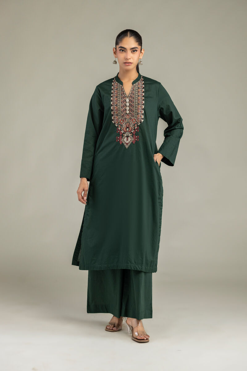 Embroidered | Cambric | Solid Green Pants | USD 30.00