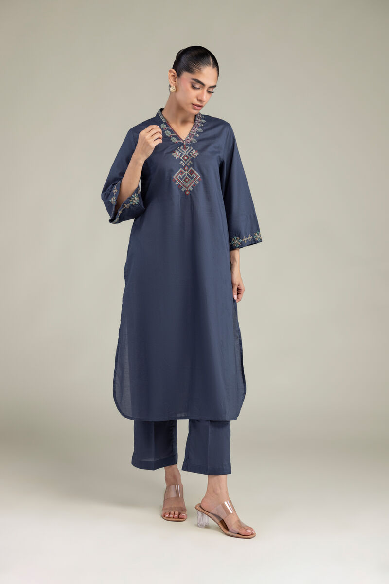 Embroidered | Cambric | Cambric Solid Pants | USD 30.00