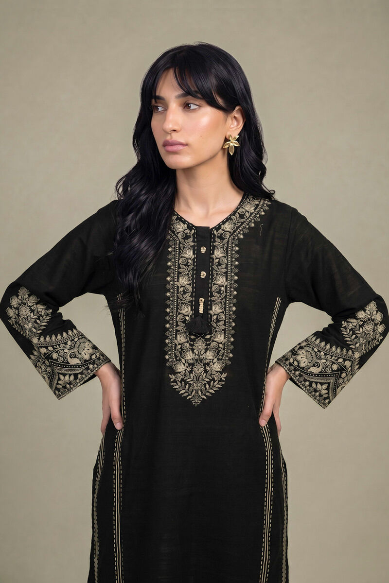 Printed | Light Khaddar | Black Khaddar Kurta | USD 45.00