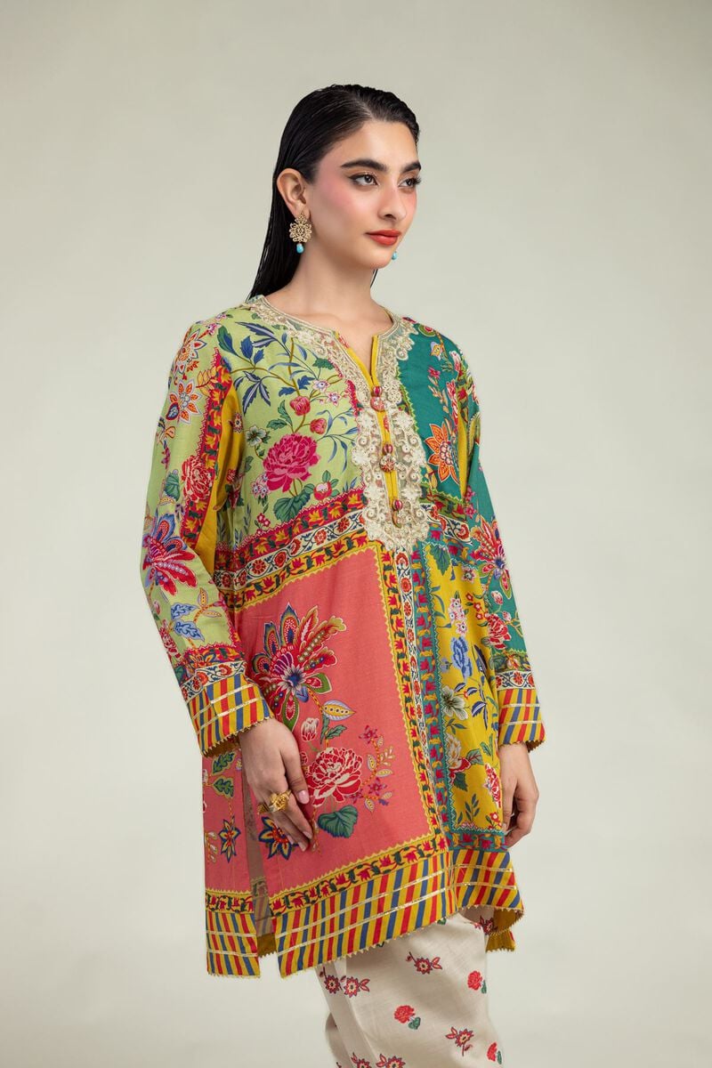 Embroidered | Raw Silk | Floral Silk Kurta | USD 40.00