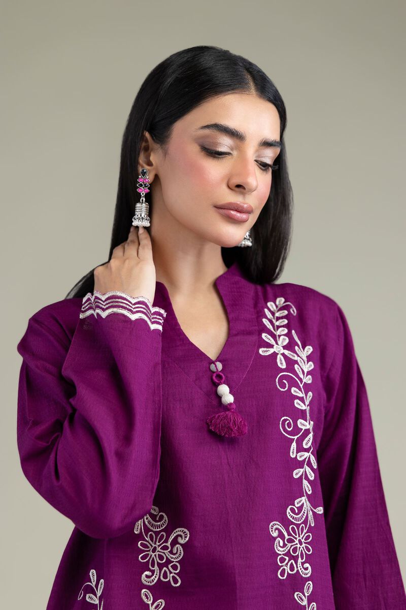 Embroidered | Cotton Dobby | Floral Longline Kurta | USD 45.00