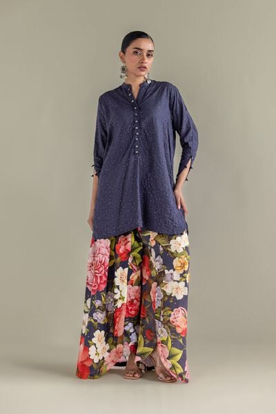 Embroidered | Chiffon | V-Neck Floral Co-ords | USD 100.00
