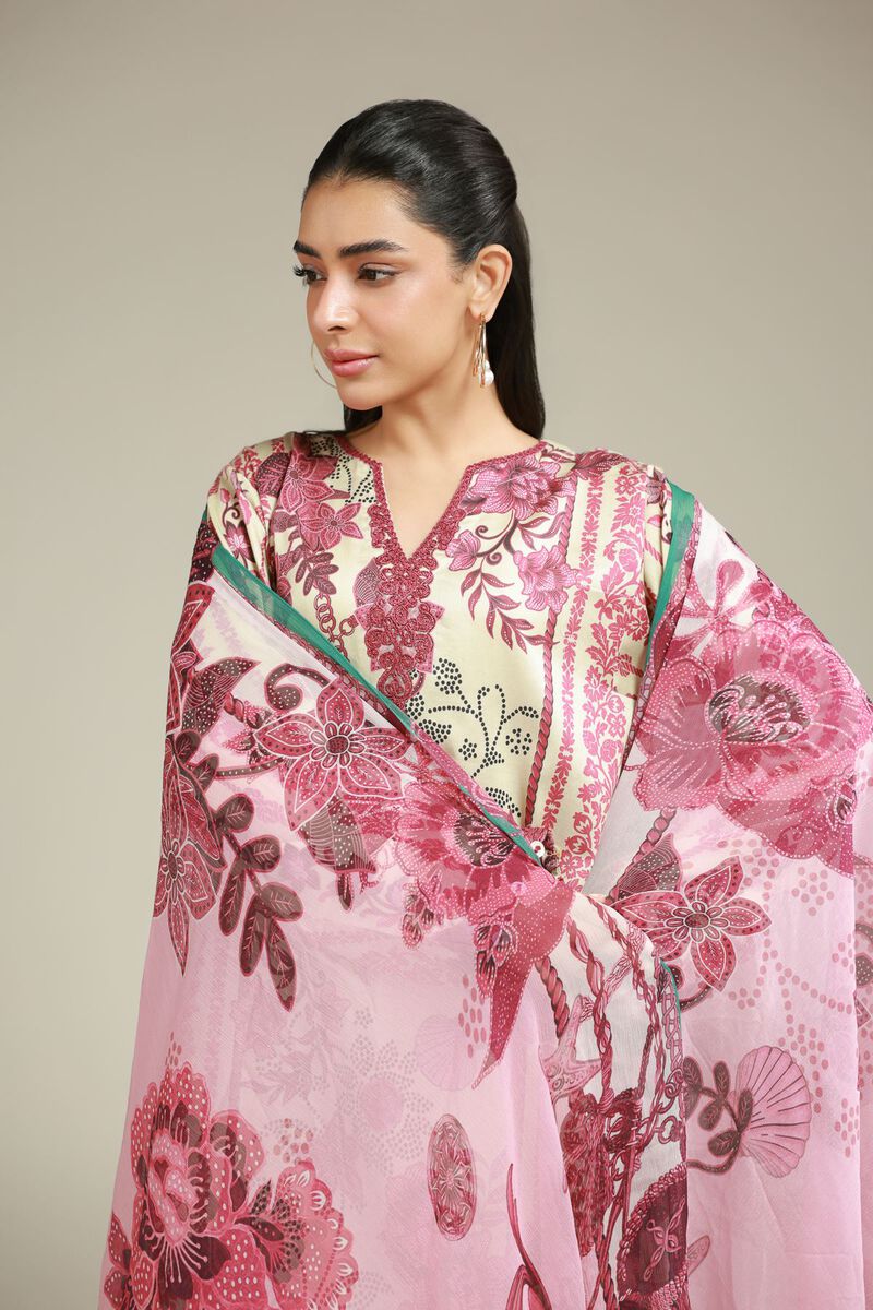 Embroidered | Satin | 3-Piece Tailored Set | USD 75.00