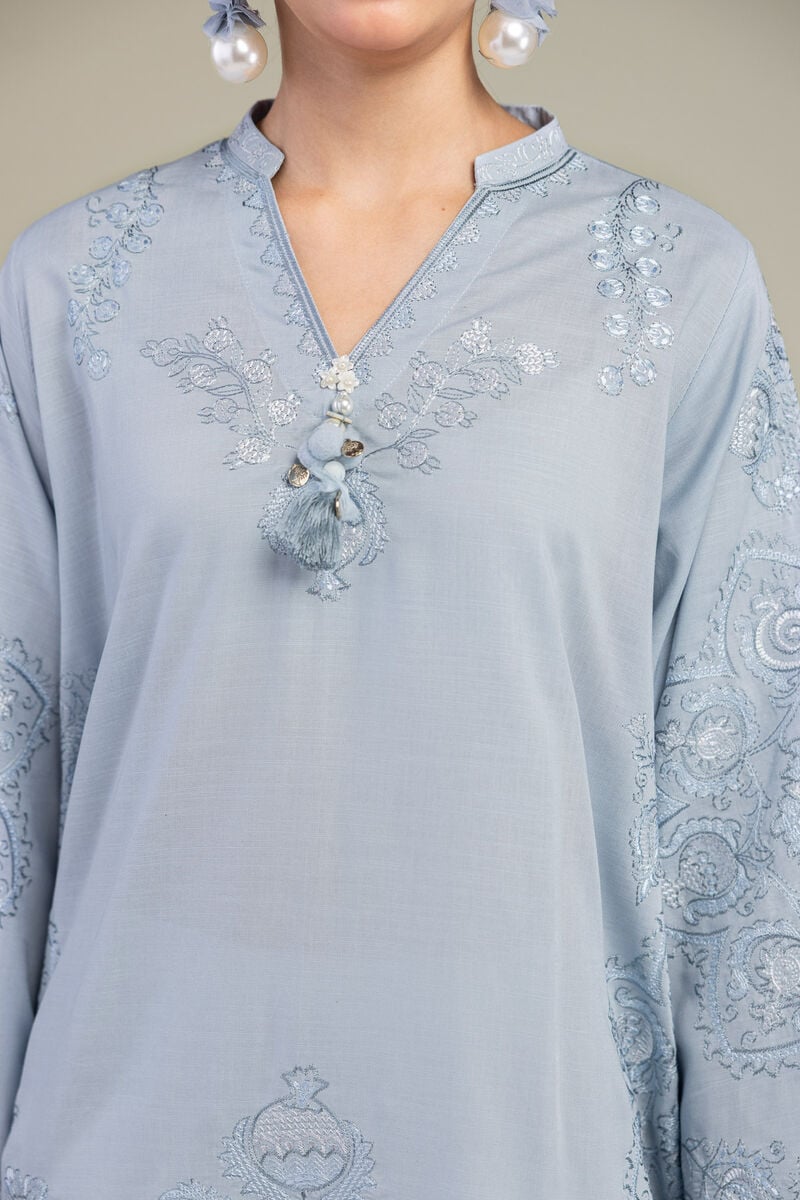 Embroidered | Raw Silk | Blue Silk Kurta | USD 55.00