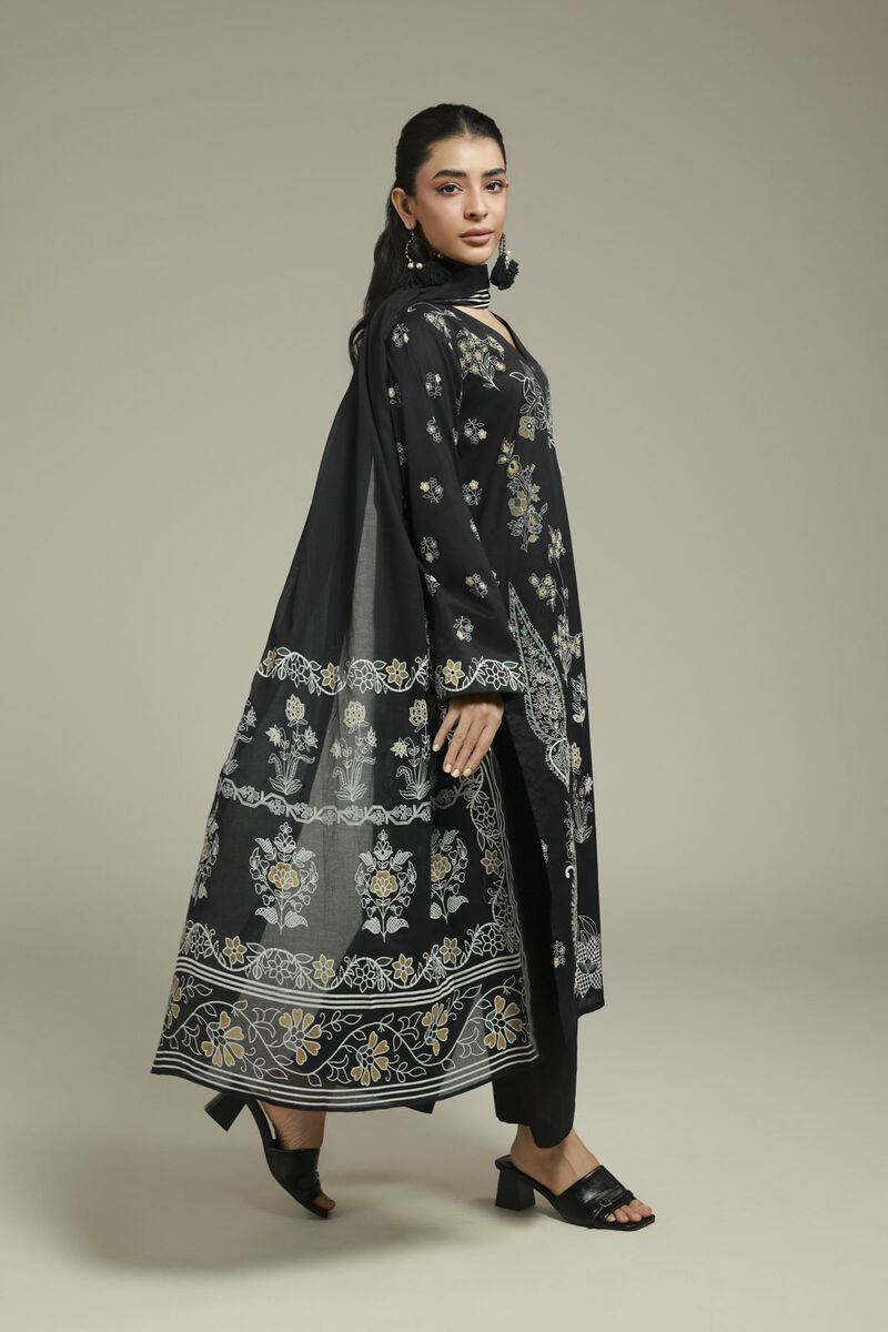 Printed | Cambric | Black 3-Piece Tailored | USD 65.00