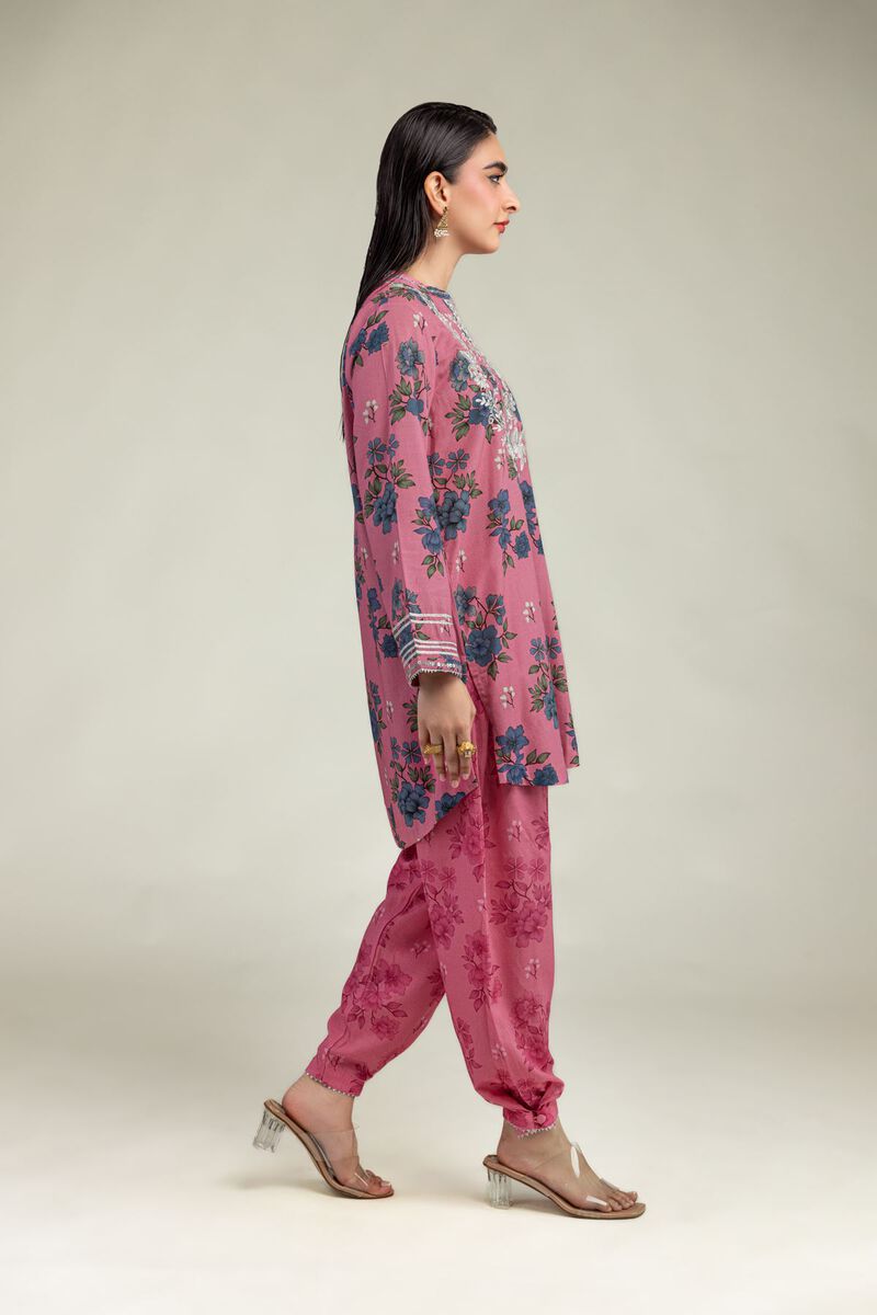 Embroidered | Raw Silk | Floral Pink Shalwar | USD 15.00