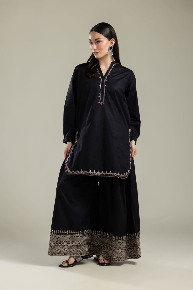 Embroidered |Cotton Dobby | Black Embroidered Kurta | USD 35.00