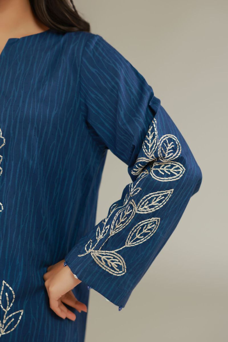 Embroidered | Cotton Dobby | Blue Cotton Kurta | USD 35.00