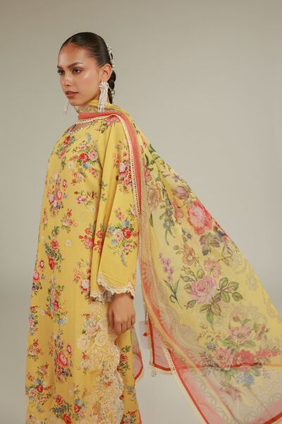 Embroidered | Chiffon | Floral Lace Dupatta | USD 35.00