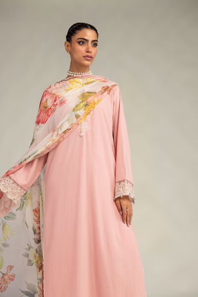 Embroidered | Raw Silk | Pink Silk Kurta | USD 65.00