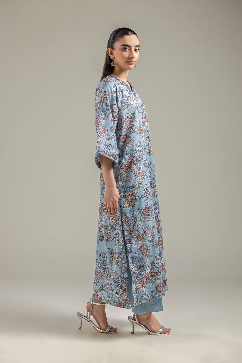 Embroidered | Cotton Dobby | Blue Summer Pants | USD 25.00