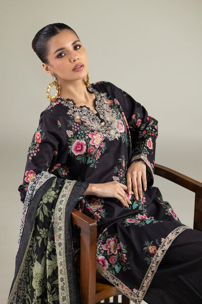 Embroidered | Cambric | Black Tailored 3-Piece | USD 80.00