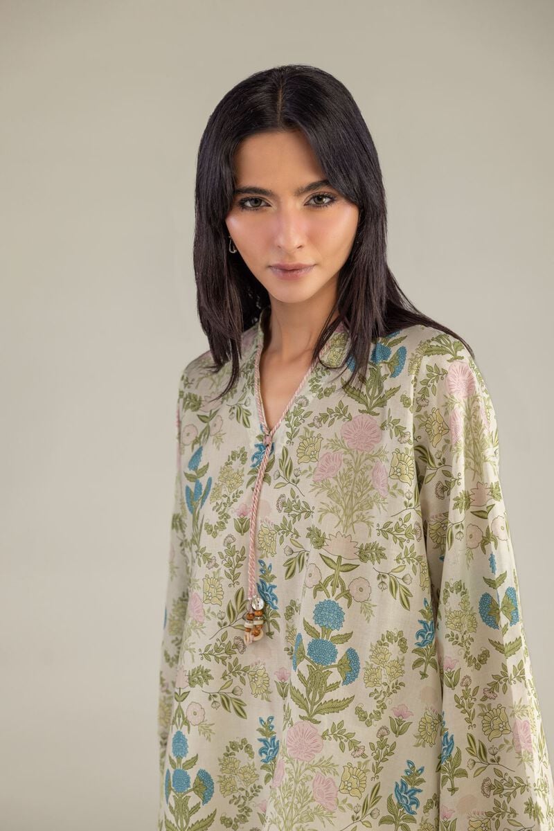 Printed | Cambric | Floral V-Neck Kurta | USD 35.00