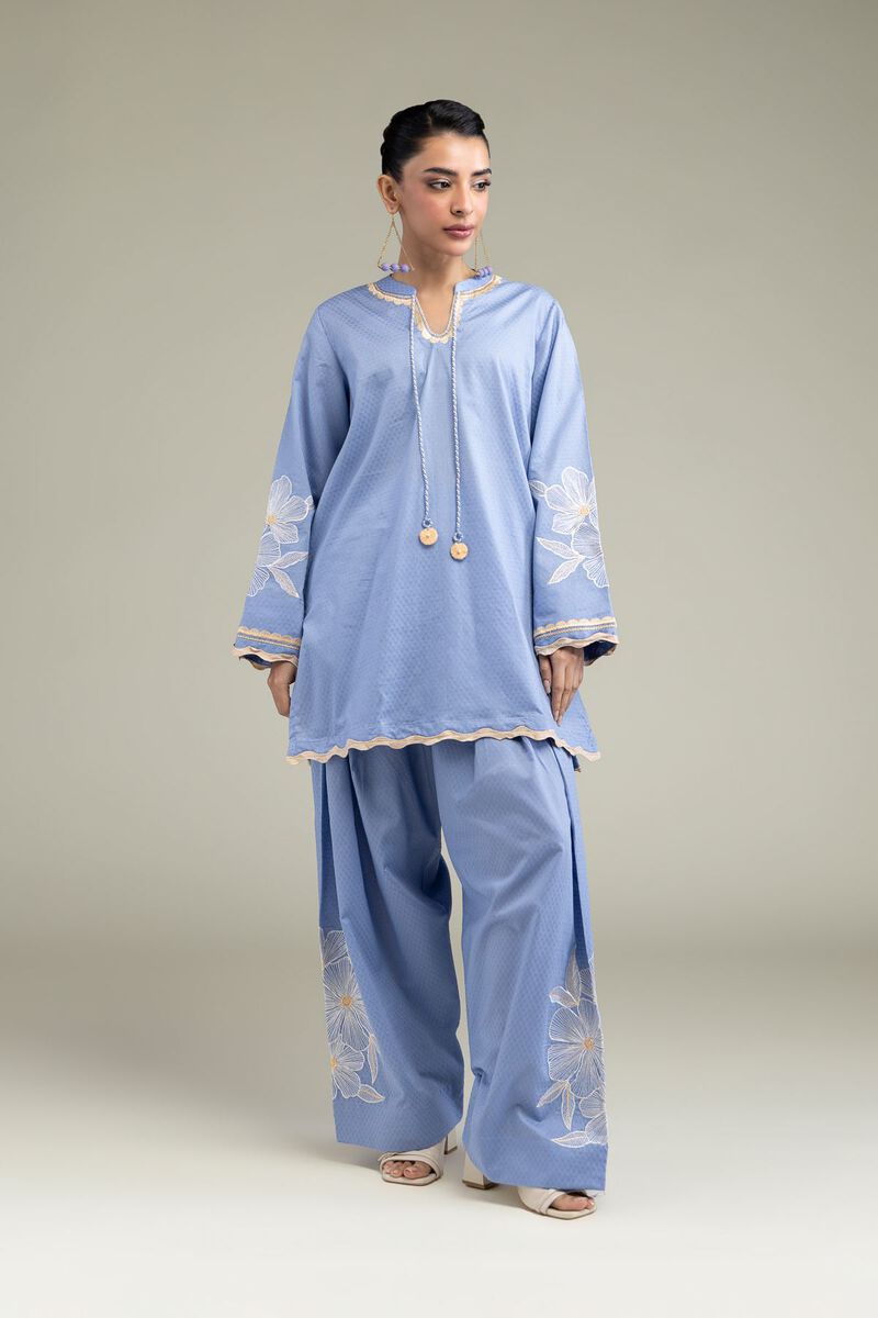 Embroidered | Cotton Dobby | Blue Cotton Shalwar | USD 30.00