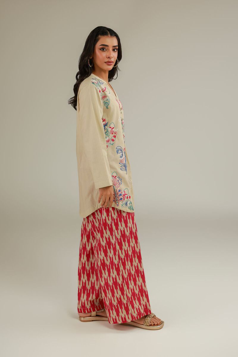 Embroidered | Cotton Dobby | Floral Beige Kurta | USD 35.00