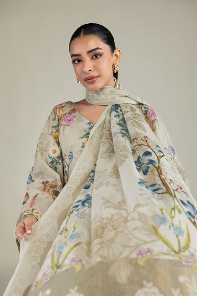 Printed | Lawn | Beige Lawn Dupatta | USD 25.00