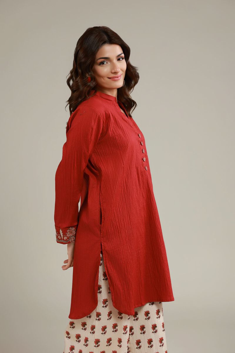 Embroidered | Cotton Crinkle | Solid Crinkled Kurta | USD 30.00