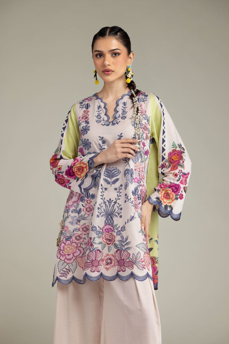 Embroidered | Raw Silk | Short Floral Kurta | USD 65.00