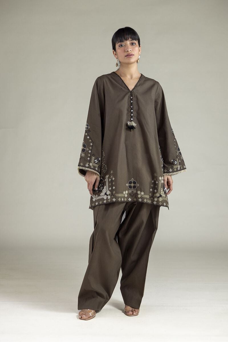 Embroidered | Cambric | 2-Piece Tailored Dress | USD 45.00