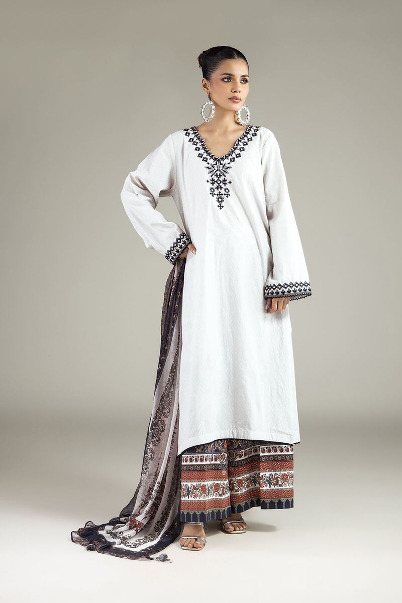 Embroidered | Cotton Dobby | Tailored 3-Piece Set | USD 70.00