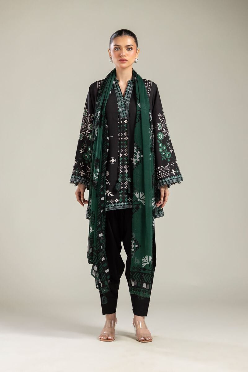 Embroidered | Chiffon | Green Floral Dupatta | USD 30.00