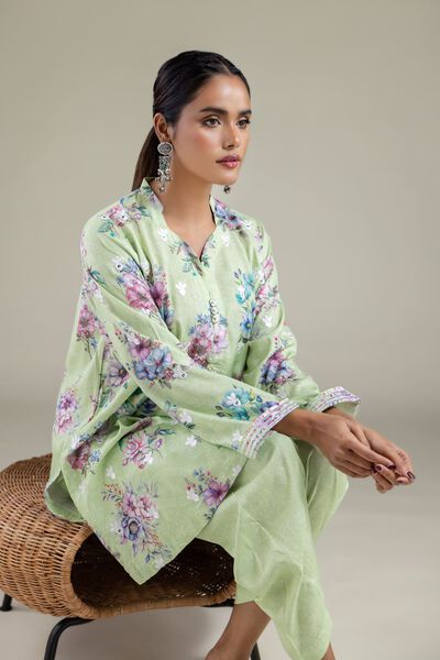 Embroidered | Viscose | Floral Scalloped Kurta | USD 35.00