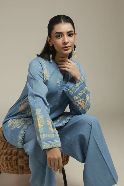 Printed | Cambric | Blue Tailored Set | USD 45.00