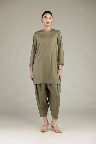 Dyed | Cotton Viscose | Solid Olive Shalwar | USD 30.00