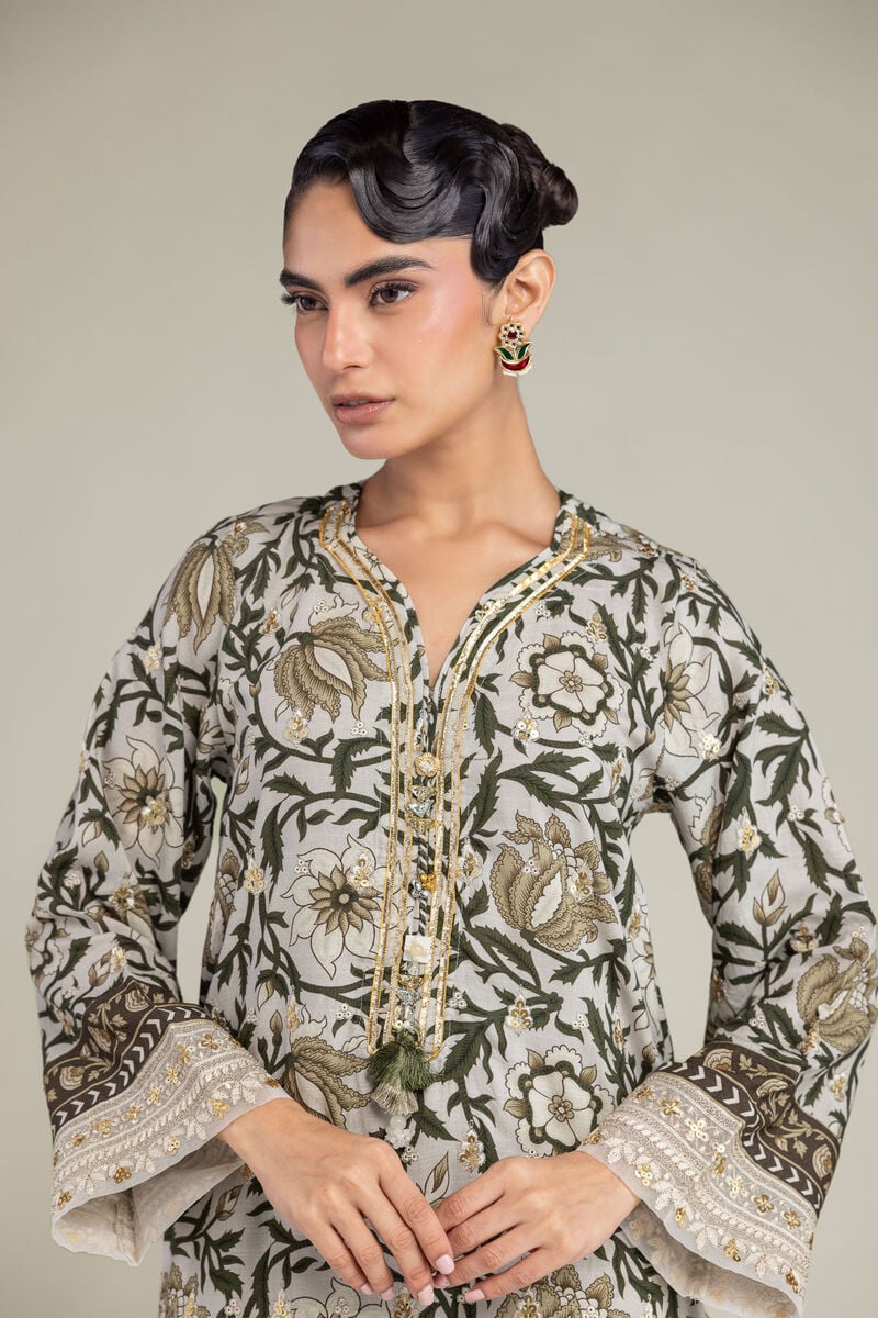 Embroidered | Raw Silk | Floral Silk Kurta | USD 60.00