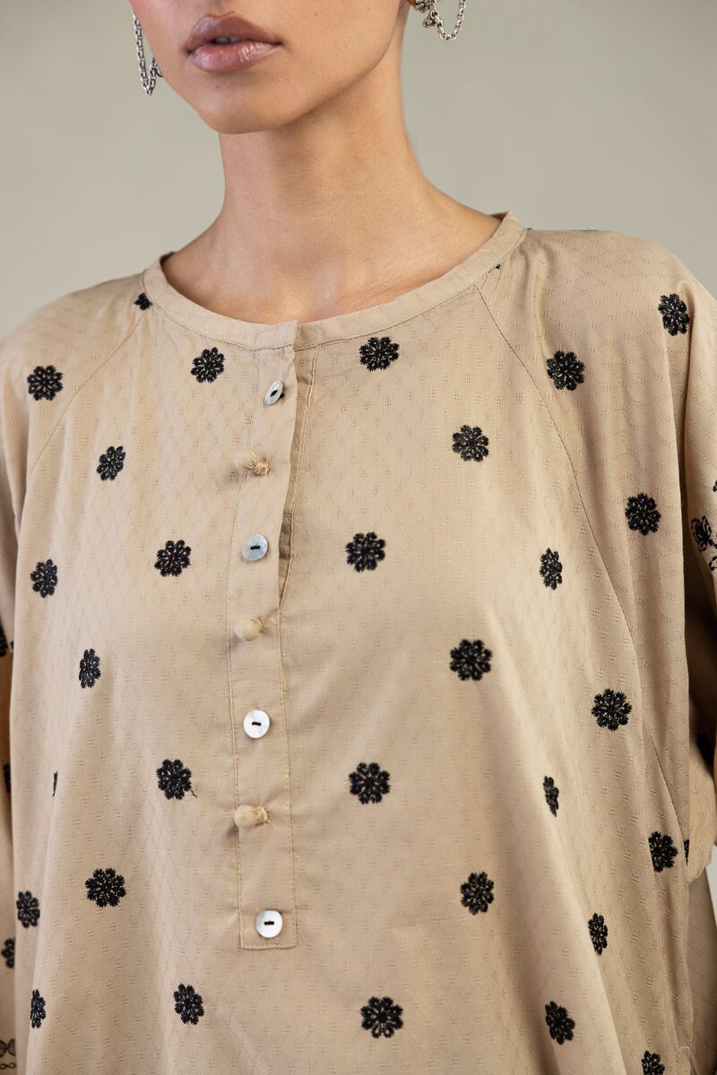 Embroidered | Cotton Dobby | Beige Cotton Kurta | USD 55.00