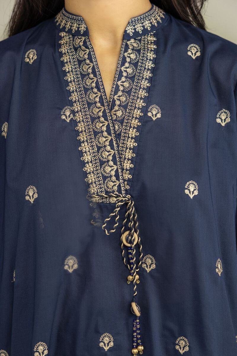 Embroidered | Cambric | Short Navy Kurta | USD 40.00