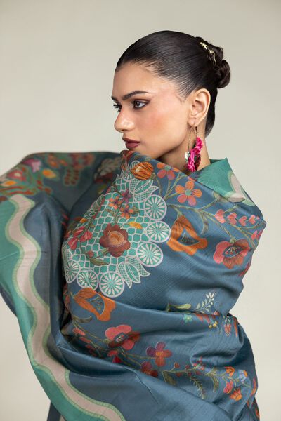 Embroidered | Polyester Silk | Floral Silk Dupatta | USD 30.00