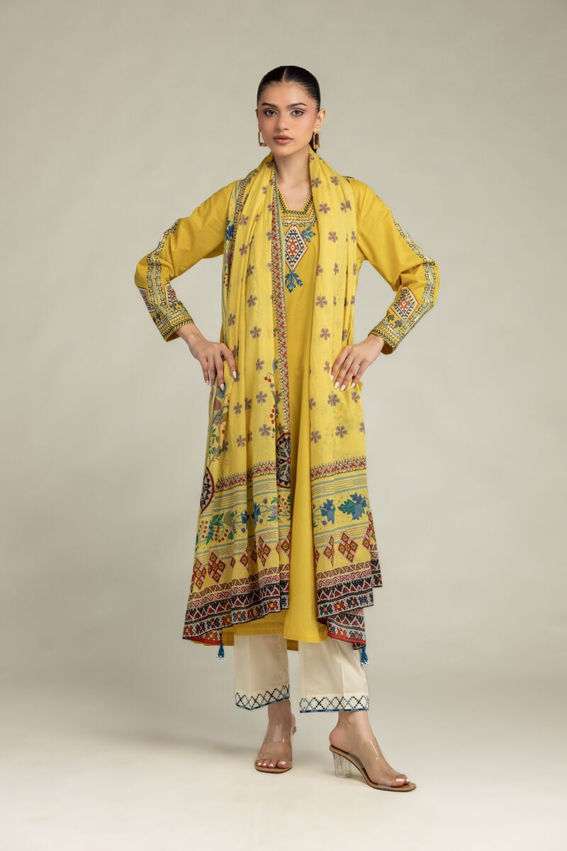 Embroidered | Lawn | Yellow Lawn Dupatta | USD 30.00