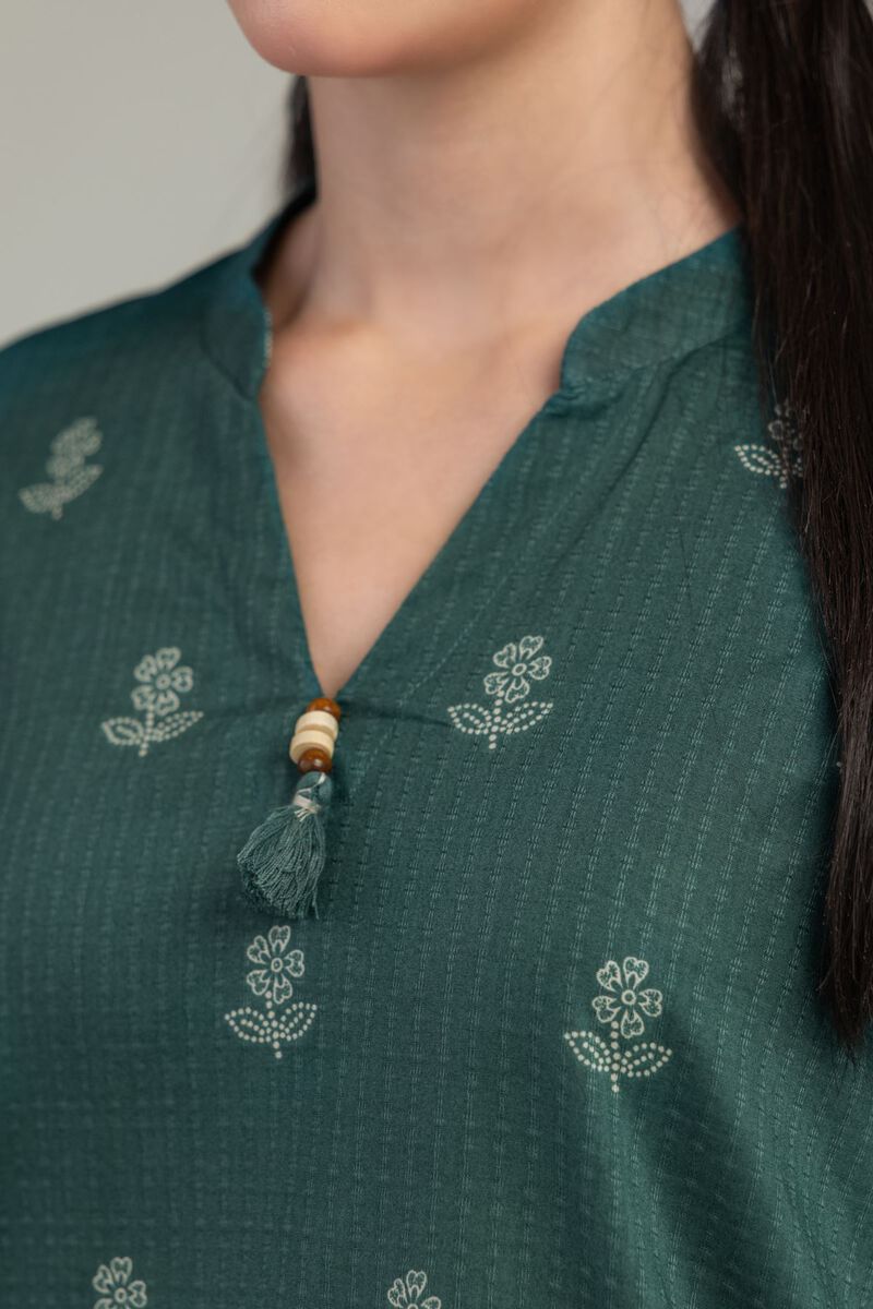 Printed | Cotton Dobby | Green Cotton Kurta | USD 30.00