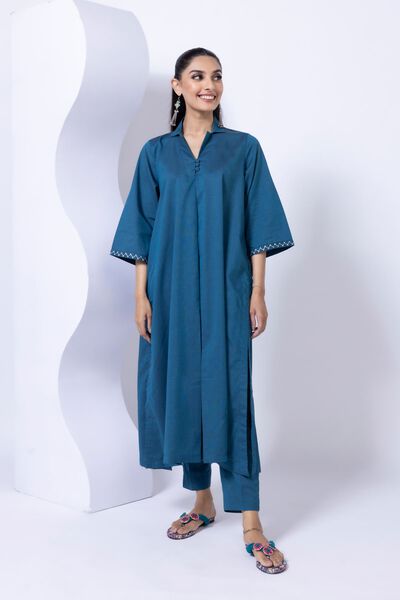 Embroidered | Chambray | Kurta | USD 30.00