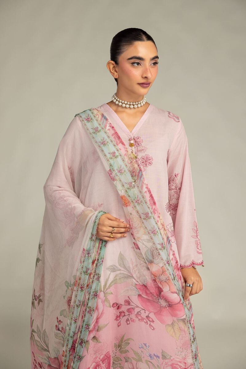 Embroidered | Mesuri | Pink Floral Dupatta | USD 30.00