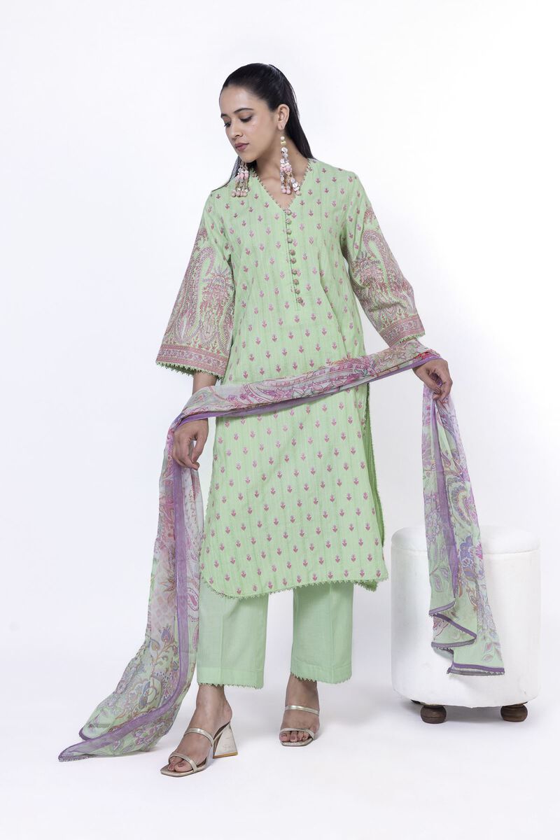 Embroidered | Textured Cotton | Tailored 3 Piece | USD 42.50