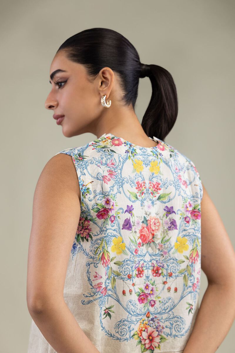 Printed | Cotton Dobby | Sleeveless Floral Kurta | USD 35.00