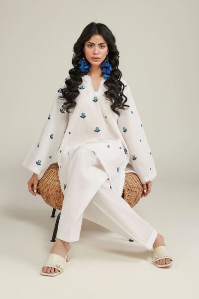 Embroidered | Dobby | Tailored 2-Piece Set | USD 55.00