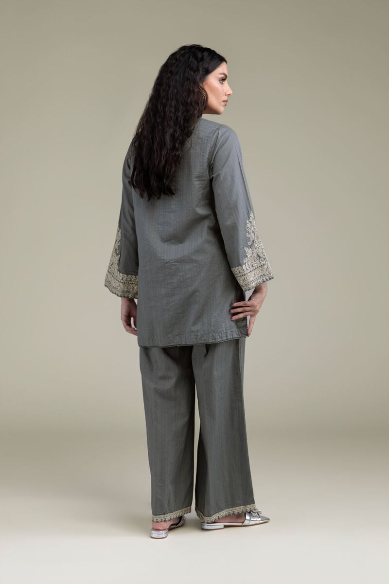 Embroidered | Cotton Dobby | Gray Cotton Kurta | USD 45.00