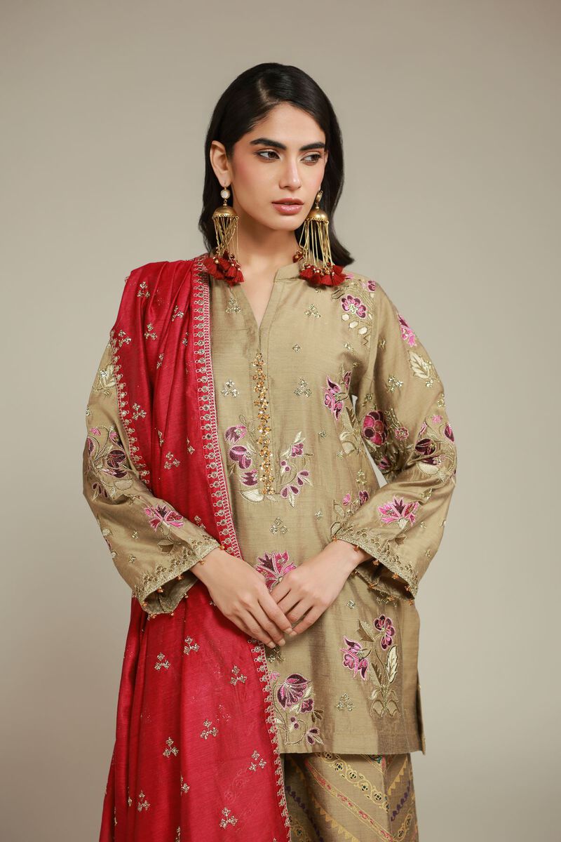 Embroidered | Raw Silk | 3 Piece Co-ord Set | USD 125.00