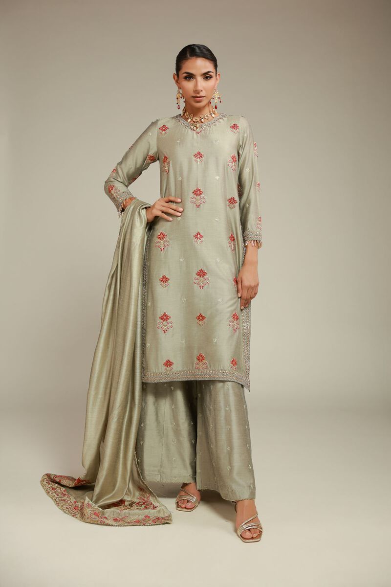 Embroidered | Raw Silk | 3 Piece Co-ord Set | USD 125.00