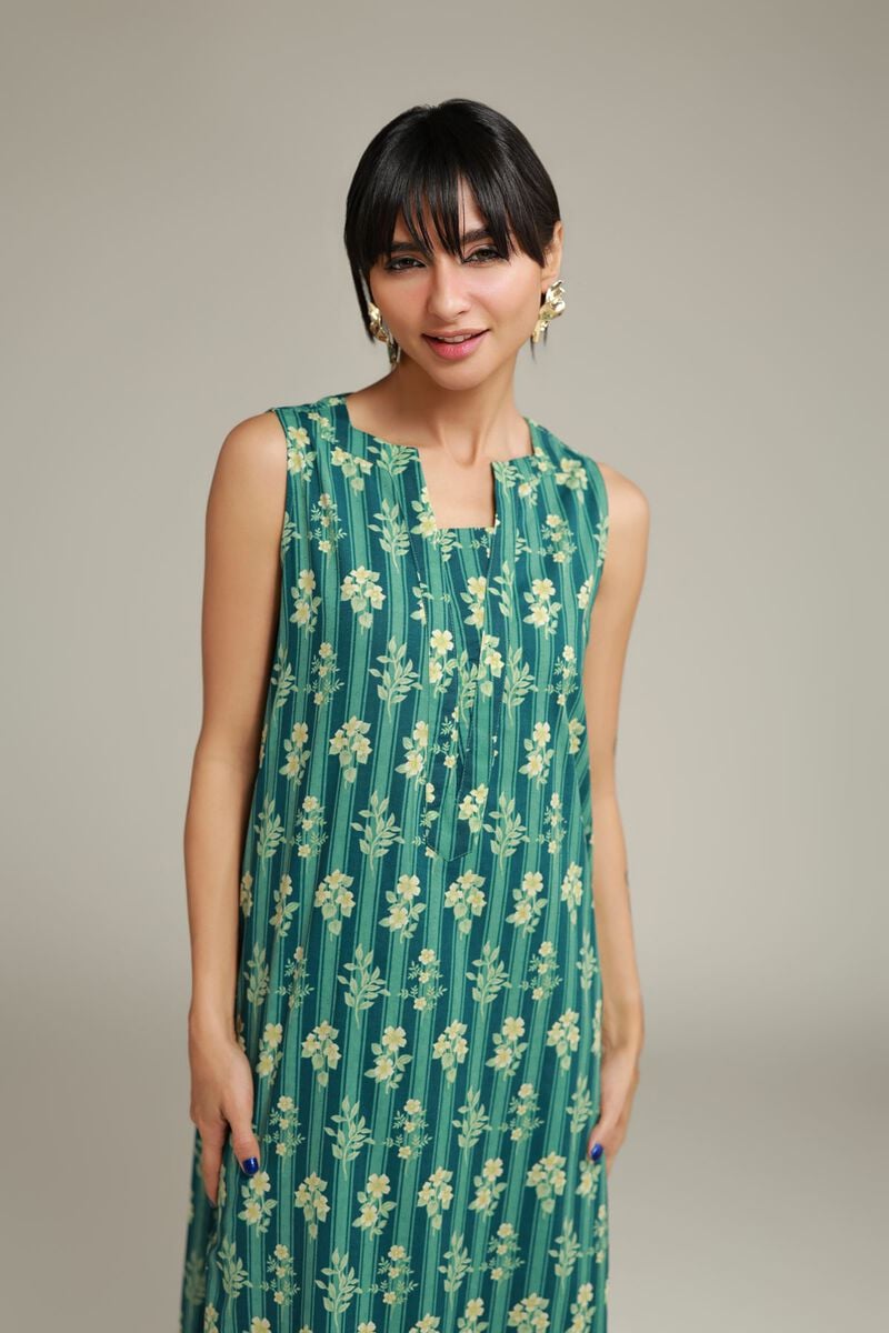 Embroidered | Cotton Dobby | Teal Cotton Kurta | USD 30.00