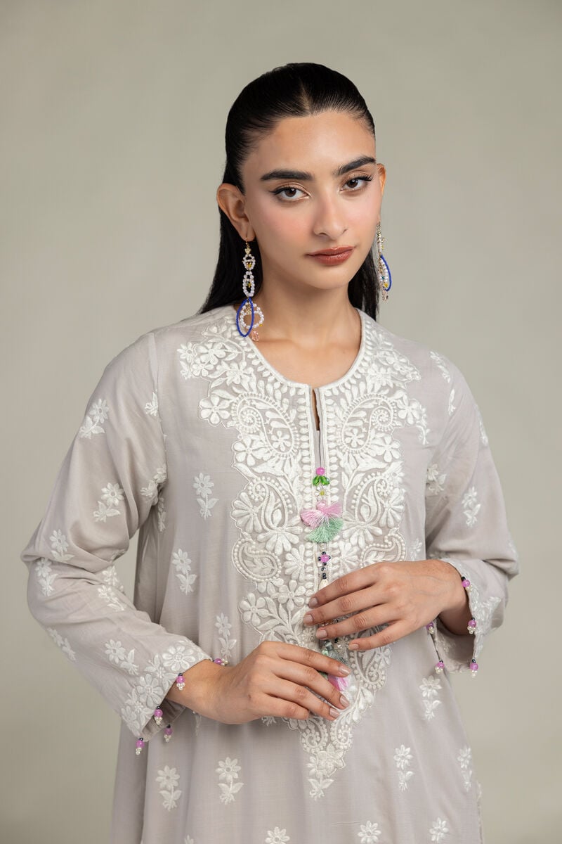 Embroidered | Raw Silk | Floral Longline Kurta | USD 65.00