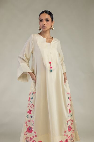Embroidered | Cambric | Long Floral Kurta | USD 40.00