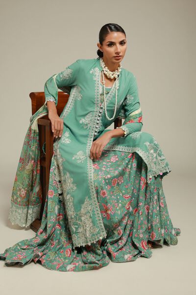 Embroidered | Raw Silk | 2 Piece Co-ord Set | Top and Dupatta | USD 153.00